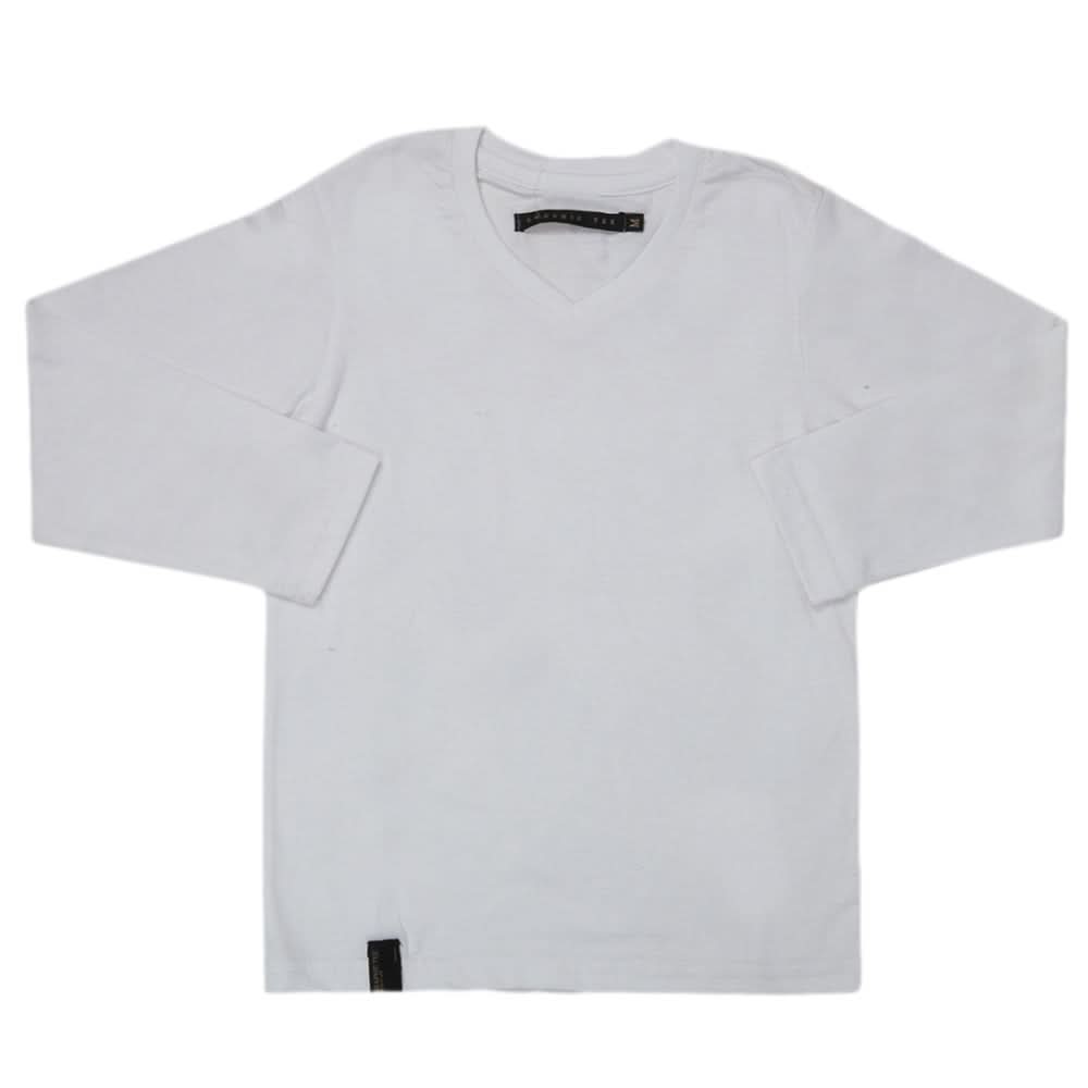 Boys Full Sleeves T-Shirt - White, Kids, Boys T-Shirts, Chase Value, Chase Value