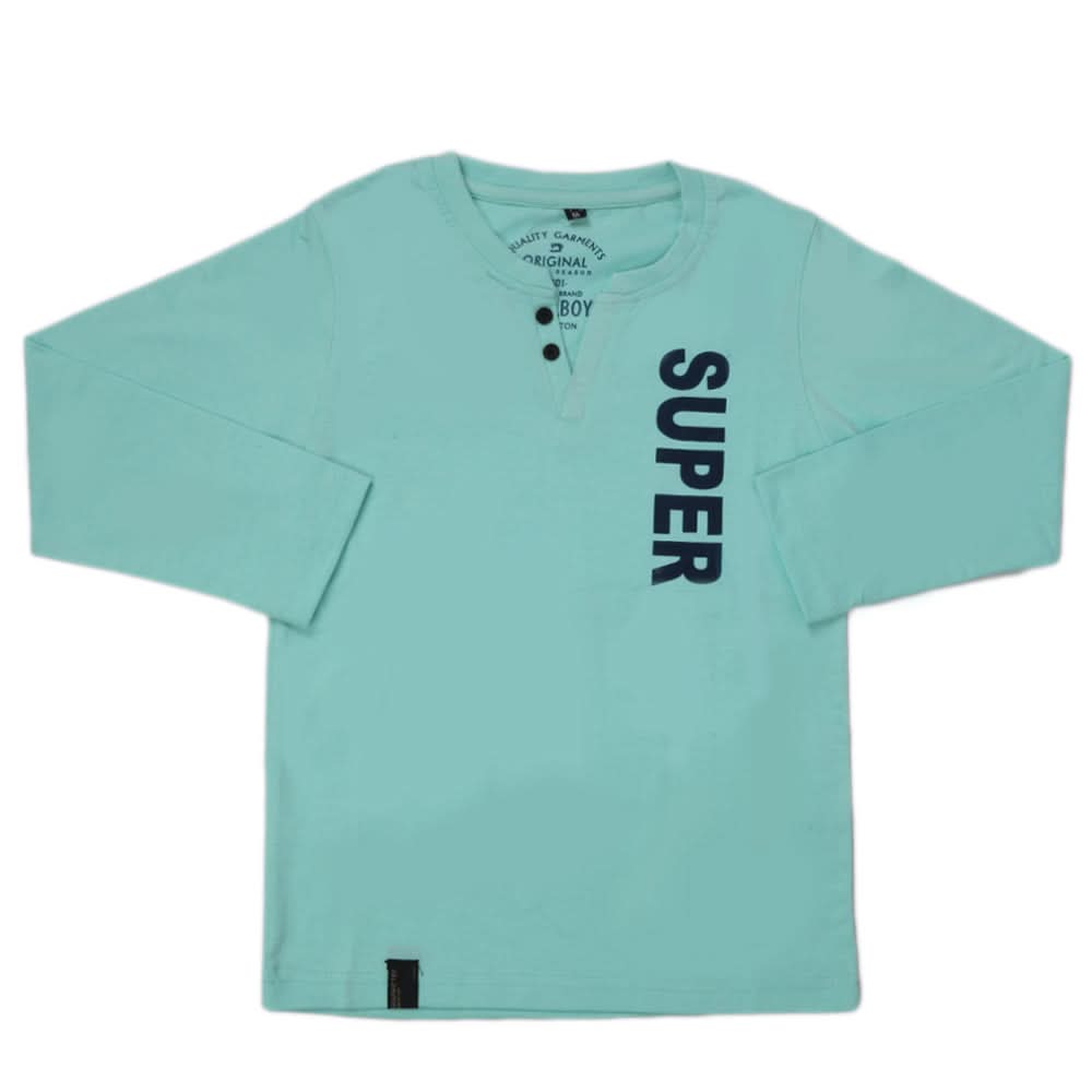 Boys Full Sleeves T-Shirt - Cyan, Kids, Boys T-Shirts, Chase Value, Chase Value