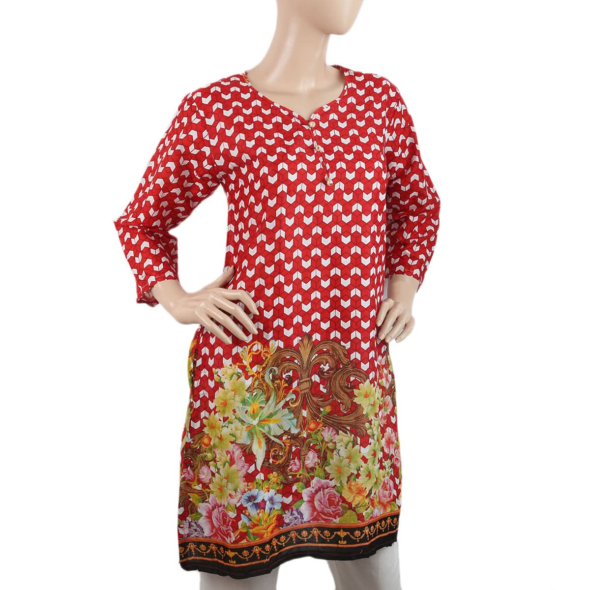 Women Printed Kurti - Red - B, Women, Ready Kurtis, Chase Value, Chase Value