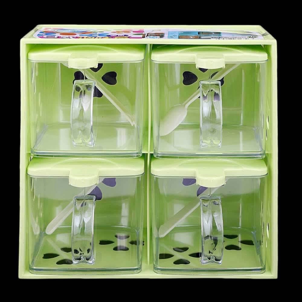 Spice Box 4 Pcs - Green, Crockery & Kitchenware, Chase Value, Chase Value