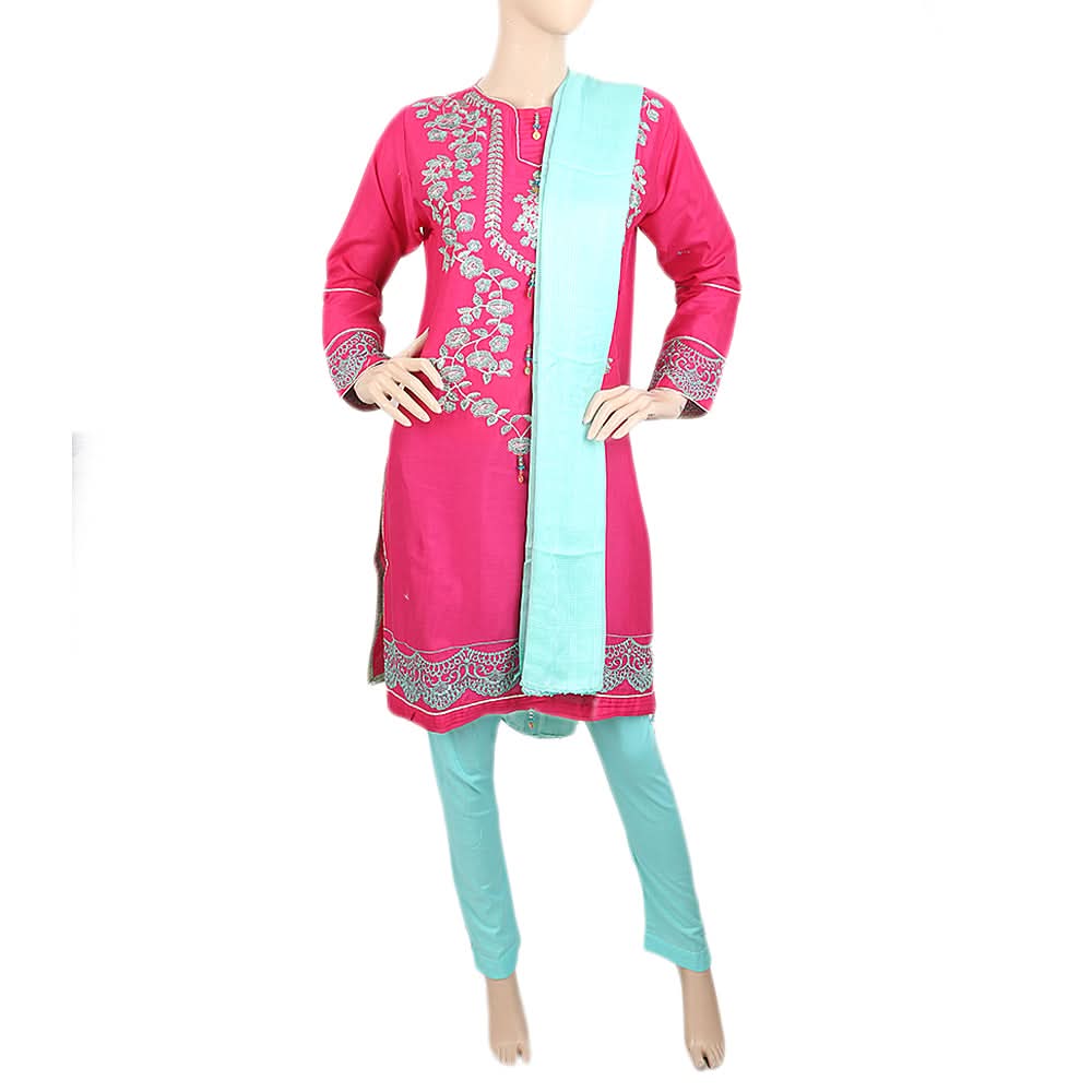 Women's Embroidered Jacquard 03 Pcs Suit - Pink, Women's, Shalwar Suits, Chase Value, Chase Value