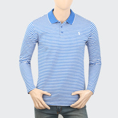 Men's Full Sleeves Y/D Polo T-Shirt - Blue, Men, T-Shirts And Polos, Chase Value, Chase Value