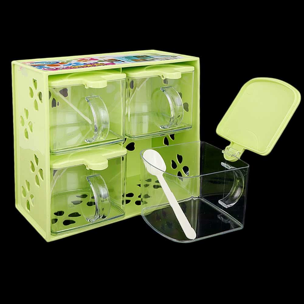 Spice Box 4 Pcs - Green, Crockery & Kitchenware, Chase Value, Chase Value