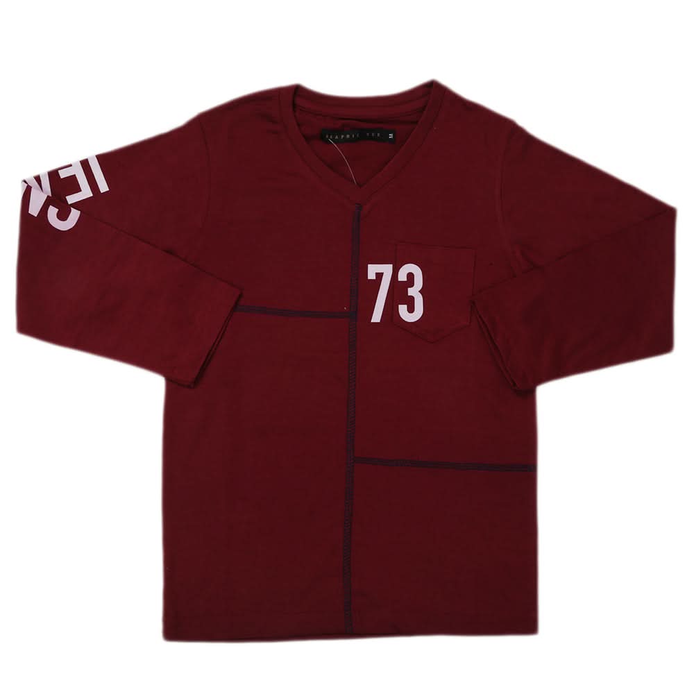 Boys Full Sleeves T-Shirt - Maroon, Kids, Boys T-Shirts, Chase Value, Chase Value
