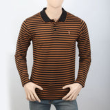 Men's Full Sleeves Y/D Polo T-Shirt - Brown, Men, T-Shirts And Polos, Chase Value, Chase Value