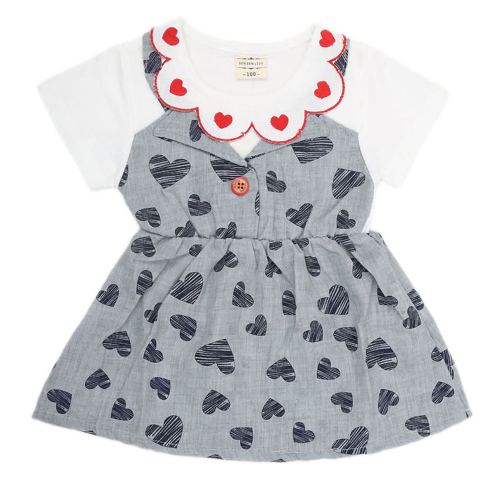 Newborn Girls Frock - Grey, Kids, NB Girls Frocks, Chase Value, Chase Value