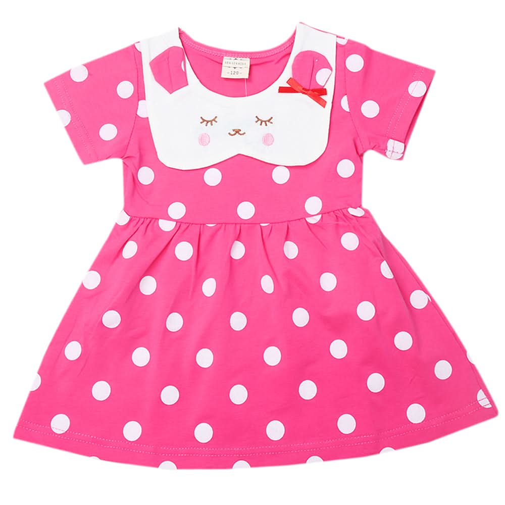 Newborn Girls Half Sleeves Frock - Dark Pink, Kids, Newborn Girls Frocks, Chase Value, Chase Value