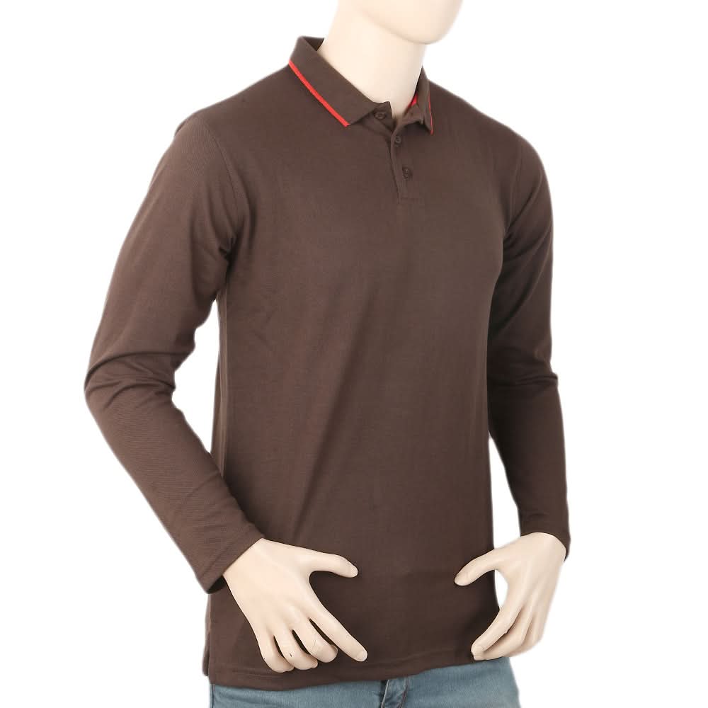 Men's Full Sleeves Polo T-Shirt - Coffee, Men, T-Shirts And Polos, Chase Value, Chase Value