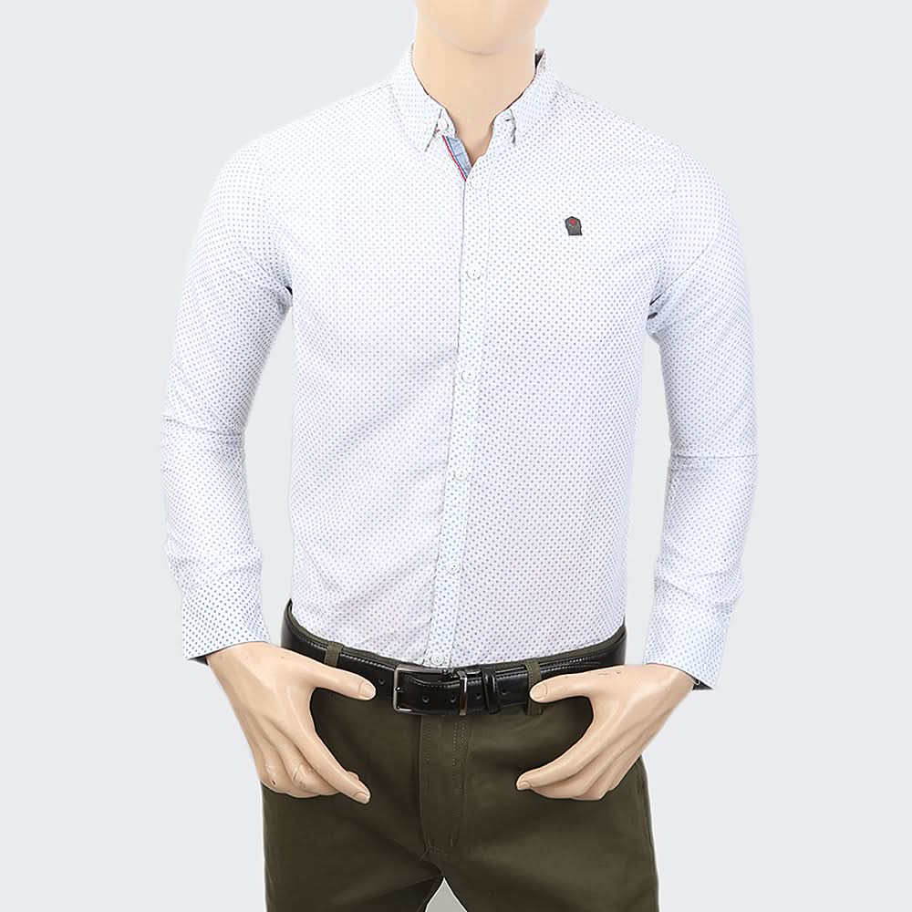 Men's Printed Casual Shirt - White, Men, Shirts, Chase Value, Chase Value