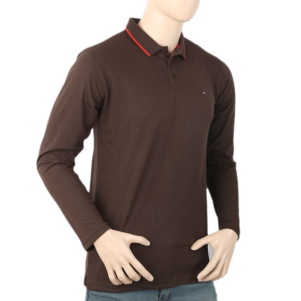 Men's Full Sleeves Polo T-Shirt - Coffee, Men, T-Shirts And Polos, Chase Value, Chase Value