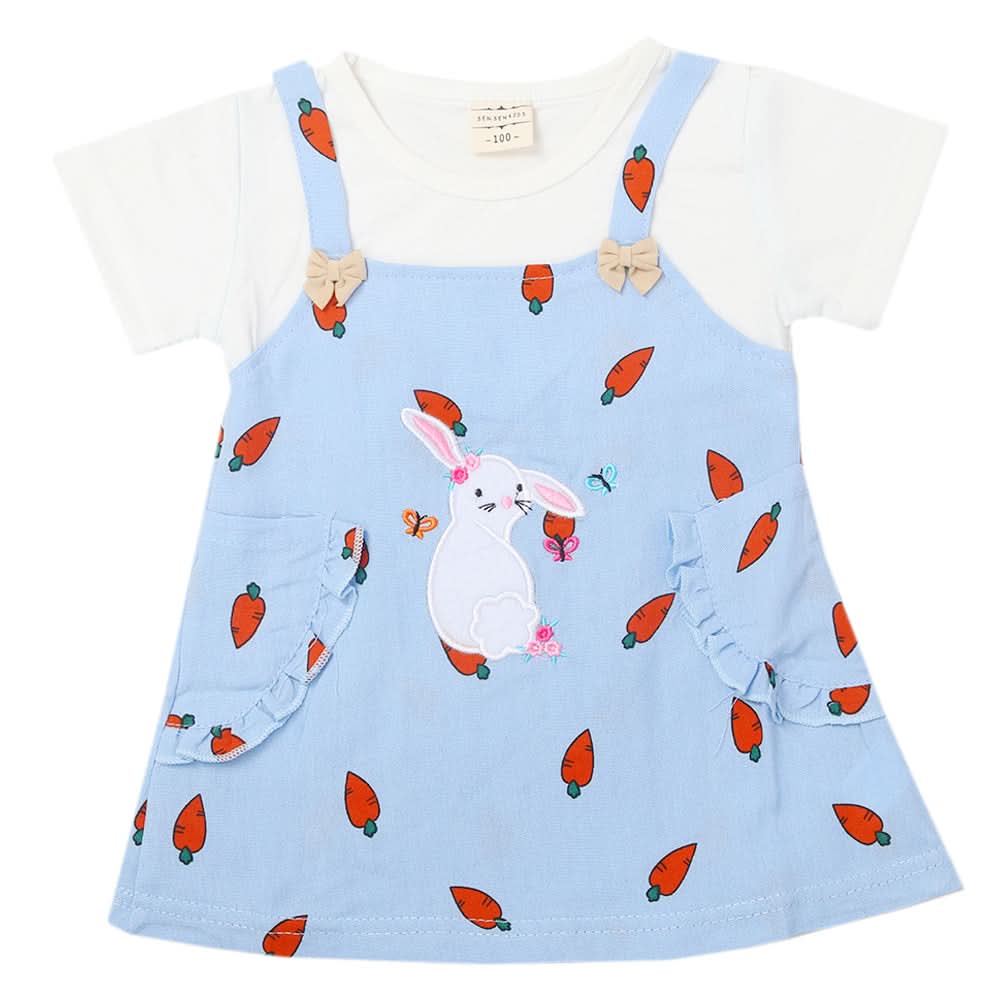 Newborn Girls Half Sleeves Frock - Blue, Kids, Newborn Girls Frocks, Chase Value, Chase Value