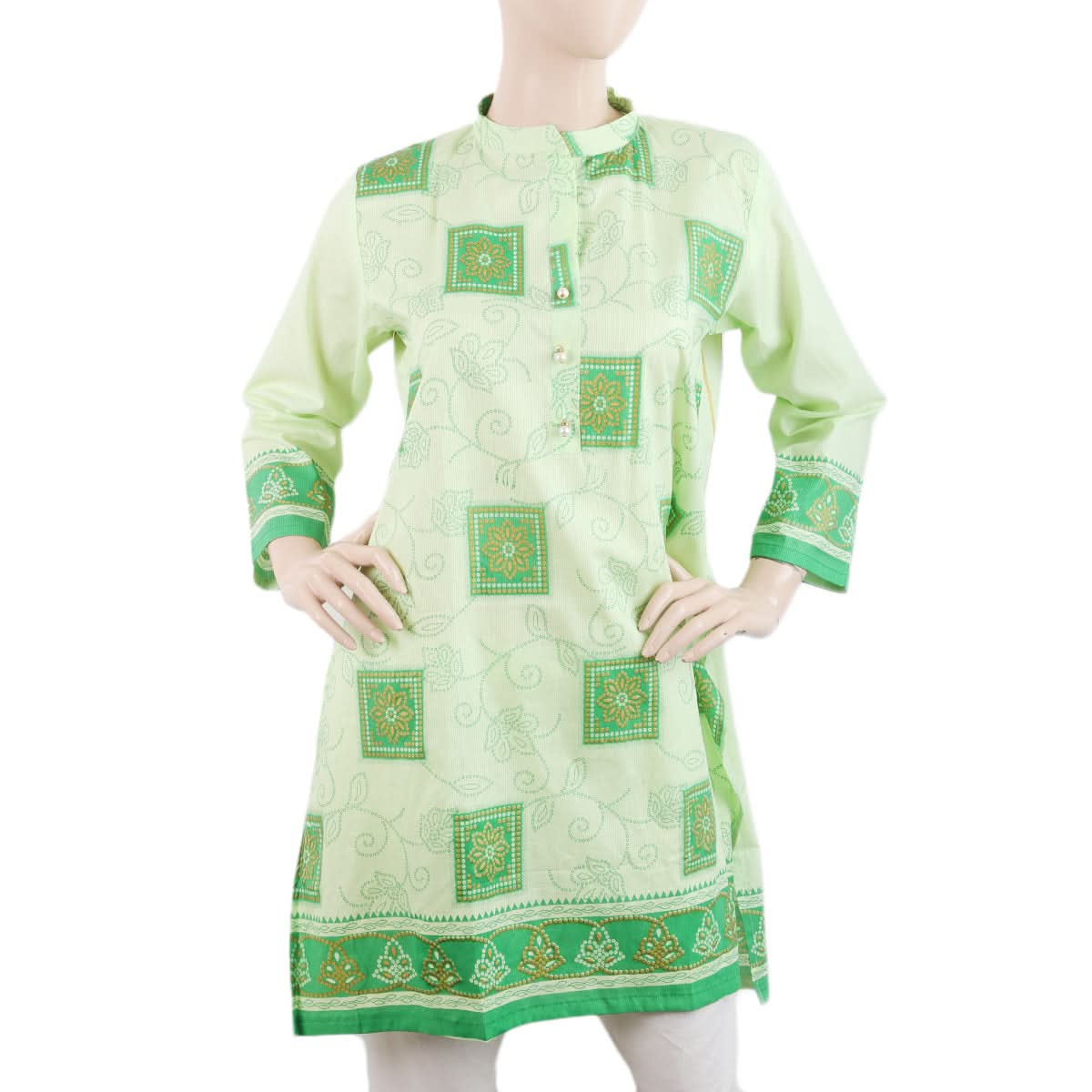 Women's Kurti -1Pc - Cotton- Green, Women, Ready Kurtis, Chase Value, Chase Value
