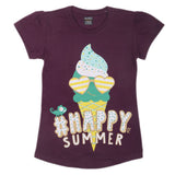 Girls Half Sleeves T-Shirts  4035 - Purple, Kids, Girls T-Shirts, Chase Value, Chase Value