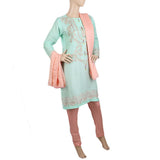 Women's Embroidered Jacquard 03 Pcs Suit - Sea Green, Women's, Shalwar Suits, Chase Value, Chase Value