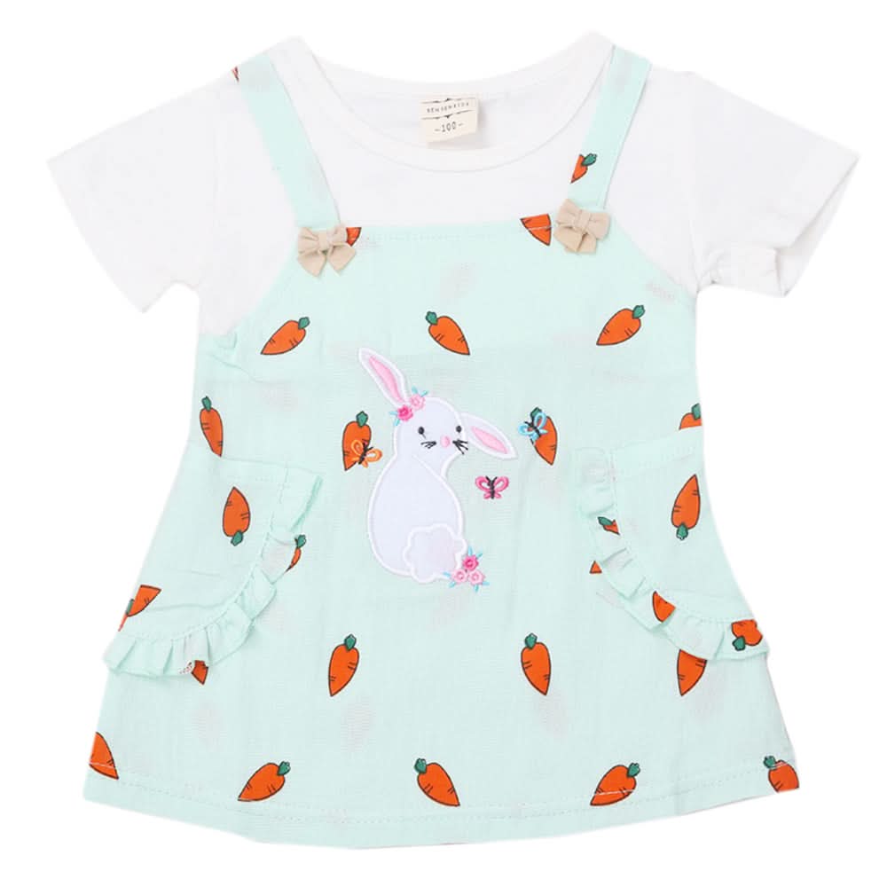 Newborn Girls Half Sleeves Frock - Cyan, Kids, Newborn Girls Frocks, Chase Value, Chase Value