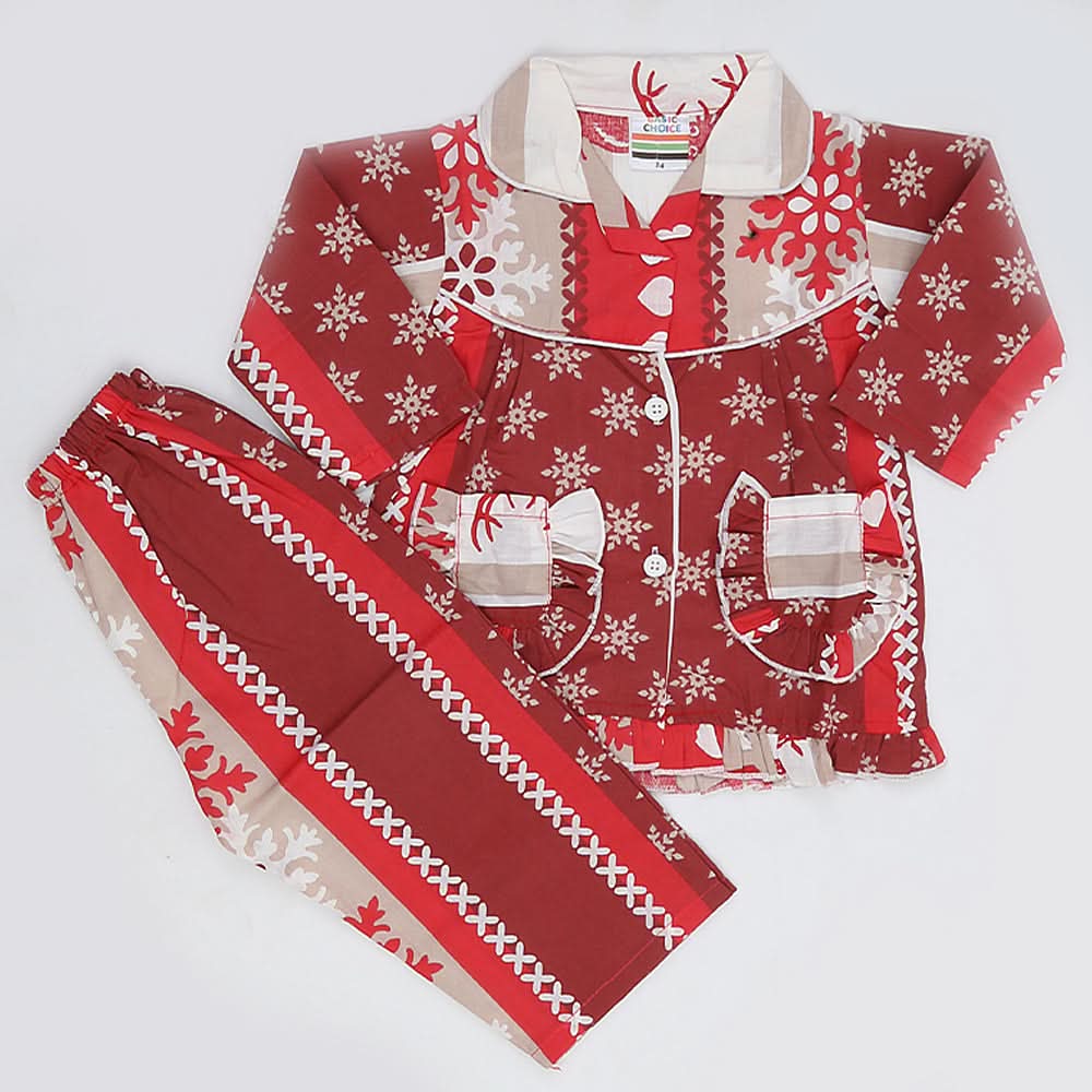 Girls Night Suit - Maroon, Kids, Girls Sets And Suits, Chase Value, Chase Value