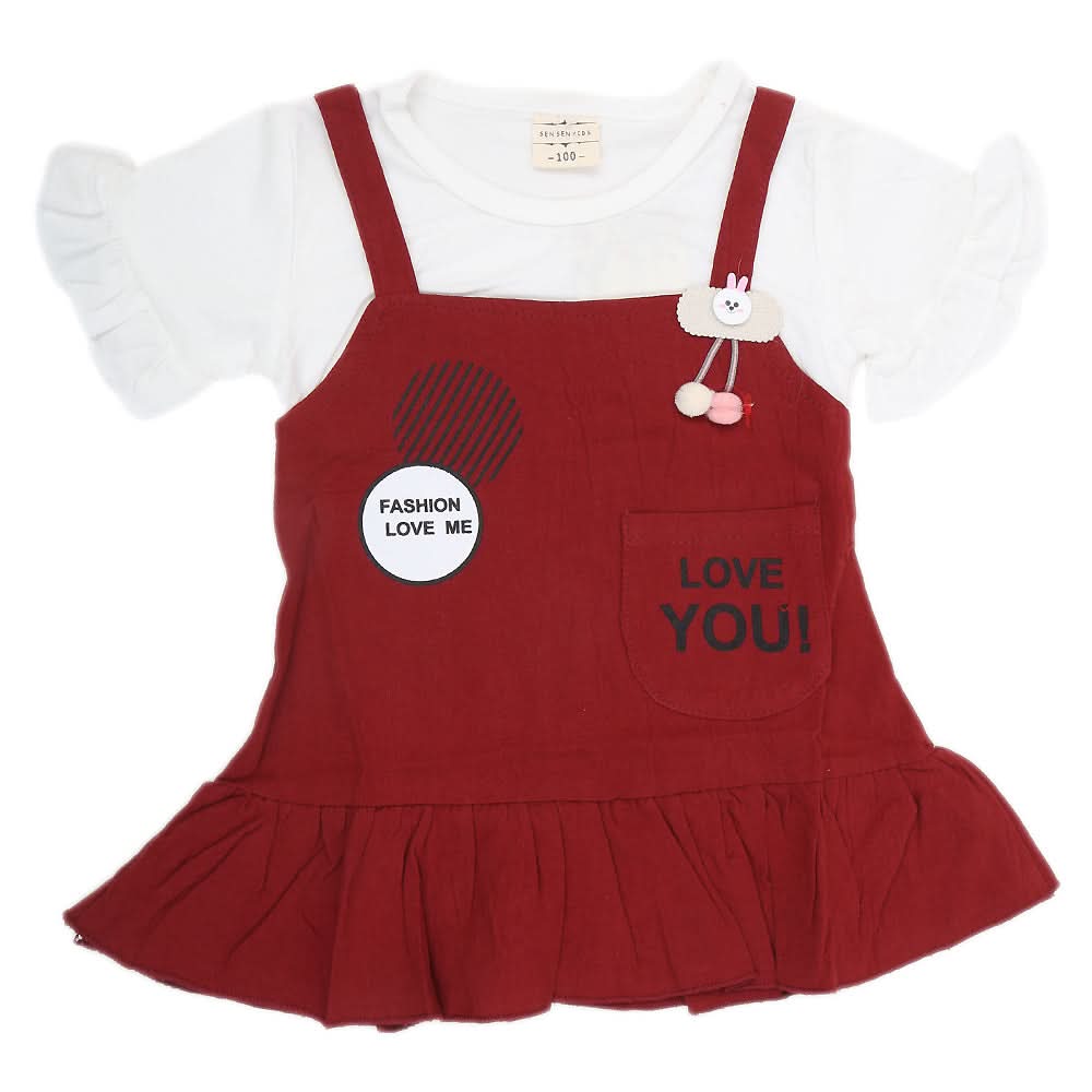 Newborn Girls Frock - Maroon, Kids, NB Girls Frocks, Chase Value, Chase Value