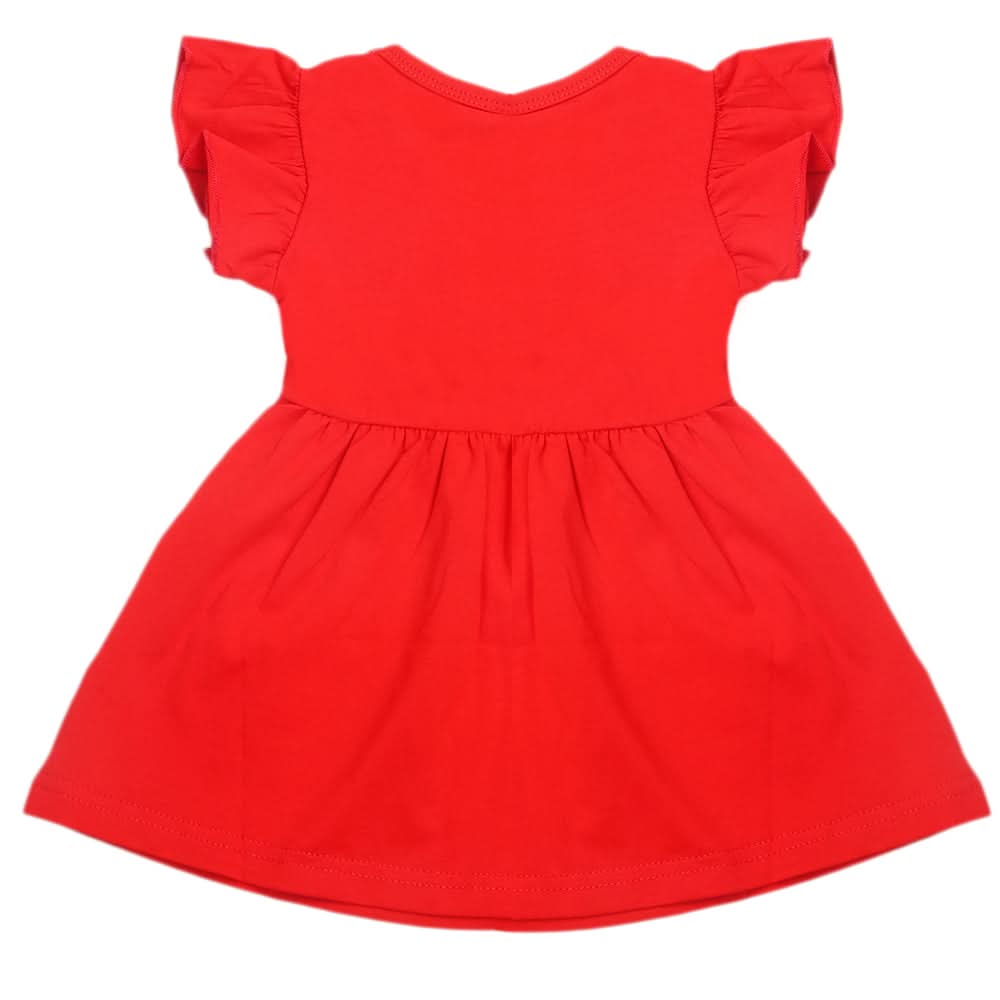 Newborn Girls Half Sleeves Frock - Red, Kids, Newborn Girls Frocks, Chase Value, Chase Value