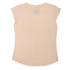 Girls Half Sleeves T-Shirts  4029 - Peach, Kids, Girls T-Shirts, Chase Value, Chase Value