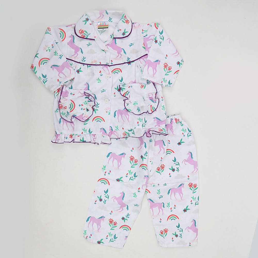 Girls Night Suit - White, Kids, Girls Sets And Suits, Chase Value, Chase Value
