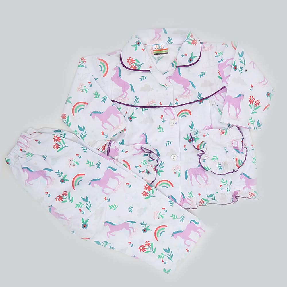 Girls Night Suit - White, Kids, Girls Sets And Suits, Chase Value, Chase Value