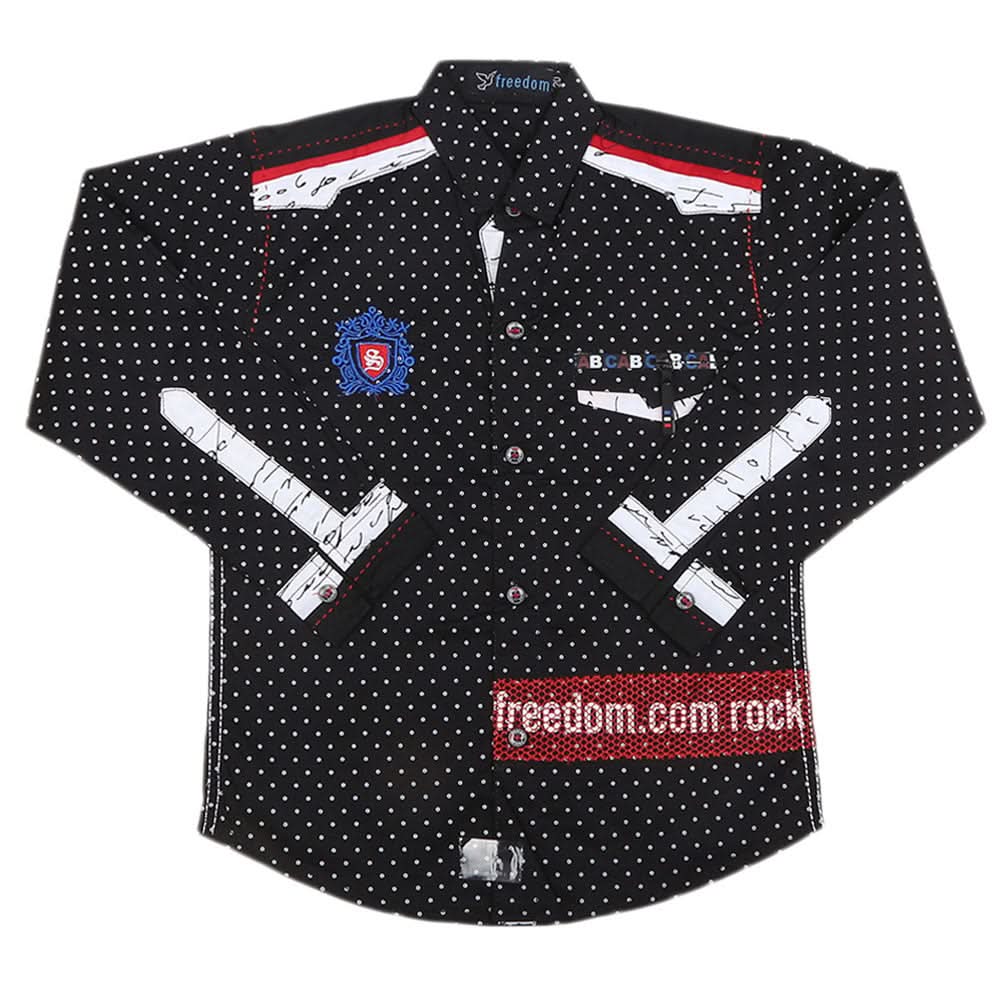 Boys Full Sleeves Casual Shirt - Black, Kids, Boys Shirts, Chase Value, Chase Value