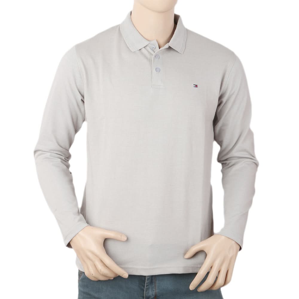 Men's Full Sleeves Polo T-Shirt - Light Grey, Men, T-Shirts And Polos, Chase Value, Chase Value
