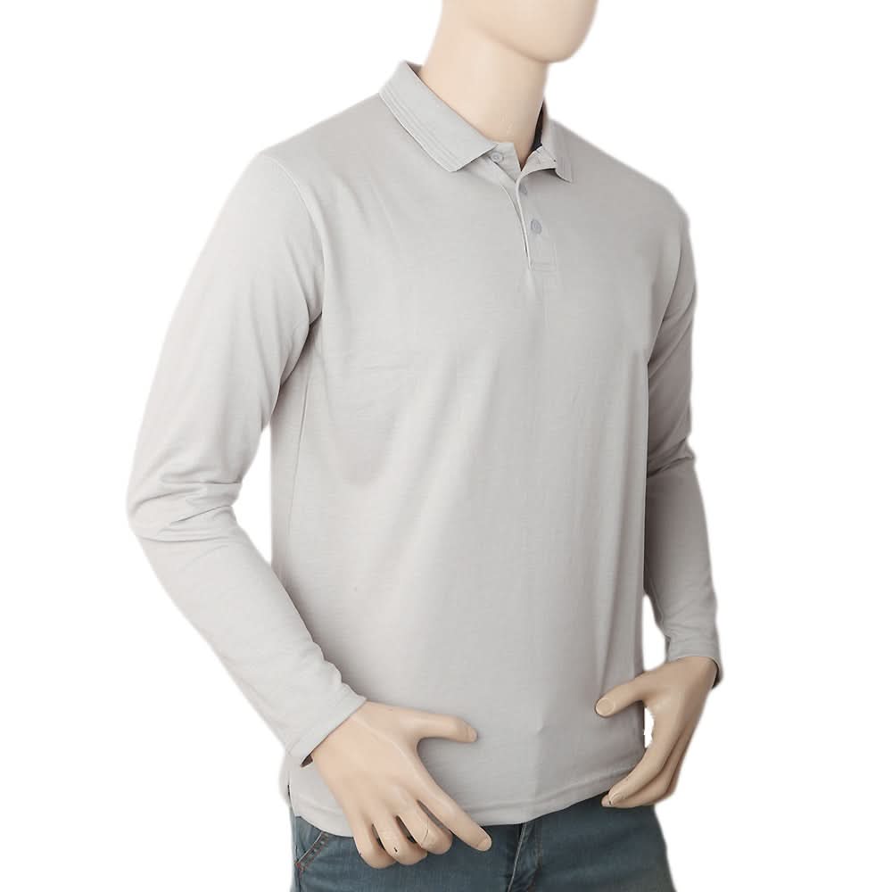 Men's Full Sleeves Polo T-Shirt - Light Grey, Men, T-Shirts And Polos, Chase Value, Chase Value