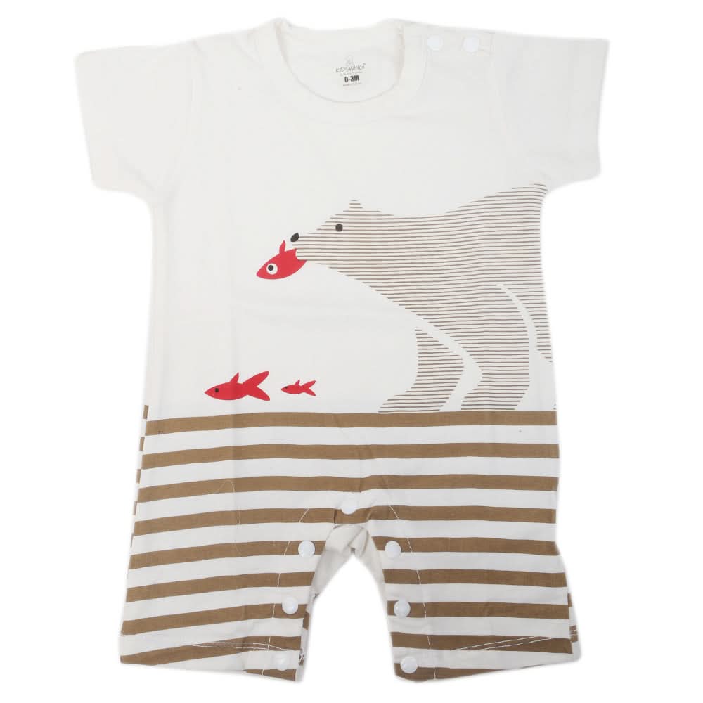 Newborn Unisex Half Sleeves Rompers 2003 - Brown, Kids, NB Boys Rompers, Chase Value, Chase Value