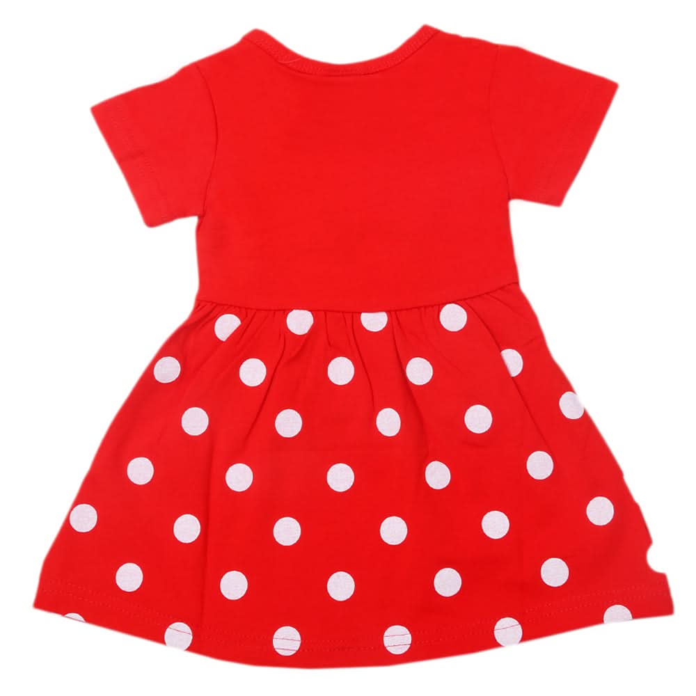 Newborn Girls Half Sleeves Frock - Red, Kids, Newborn Girls Frocks, Chase Value, Chase Value