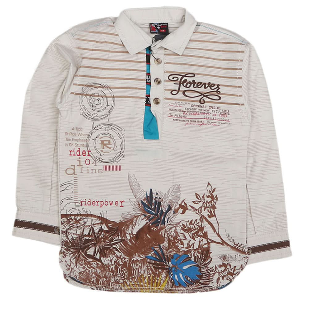 Boys Full Sleeves Casual Shirt - Beige, Kids, Boys Shirts, Chase Value, Chase Value