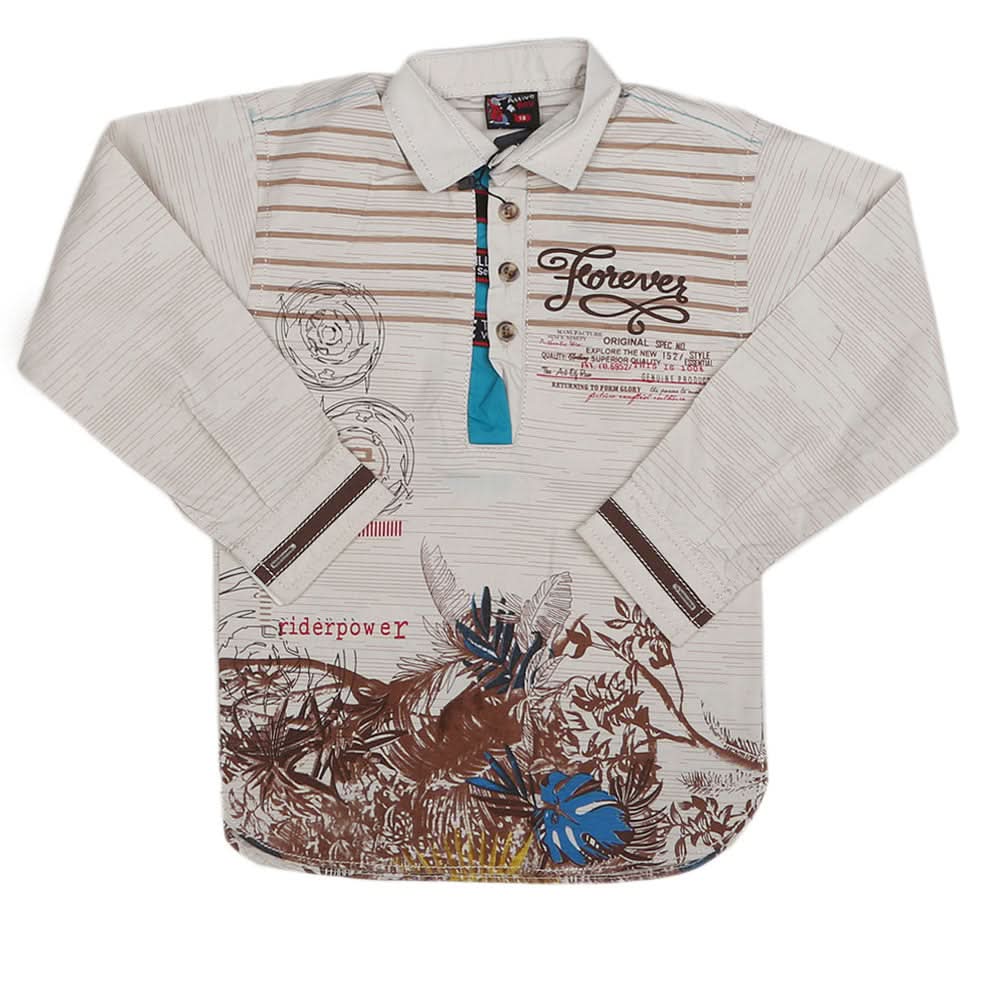 Boys Full Sleeves Casual Shirt - Beige, Kids, Boys Shirts, Chase Value, Chase Value