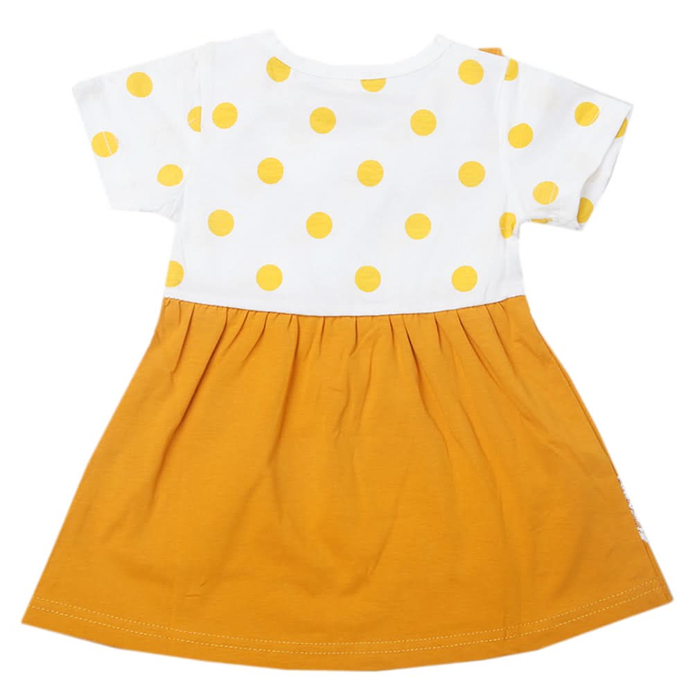 Newborn Girls Half Sleeves Frock - Mustard, Kids, Newborn Girls Frocks, Chase Value, Chase Value