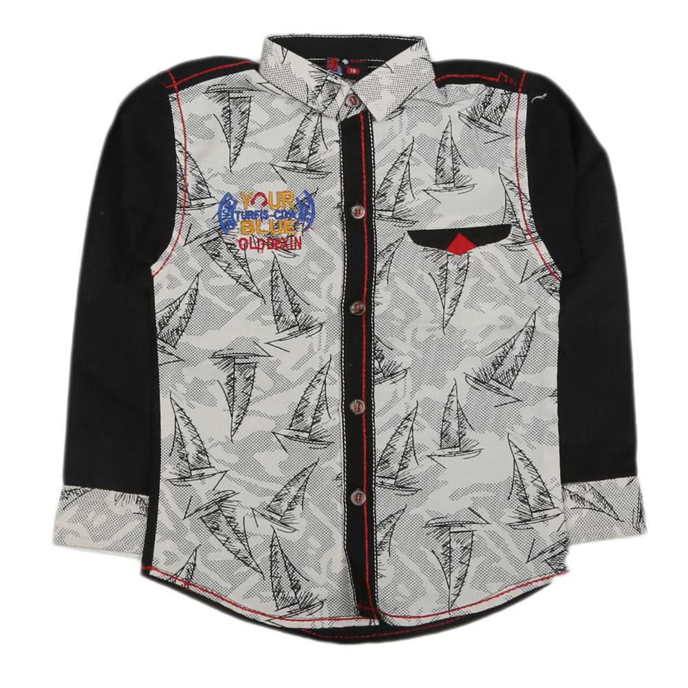 Boys Full Sleeves Casual Shirt - Black, Kids, Boys Shirts, Chase Value, Chase Value