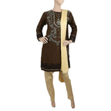Women's Embroidered Jacquard 03 Pcs Suit - Olive Green, Women's, Shalwar Suits, Chase Value, Chase Value