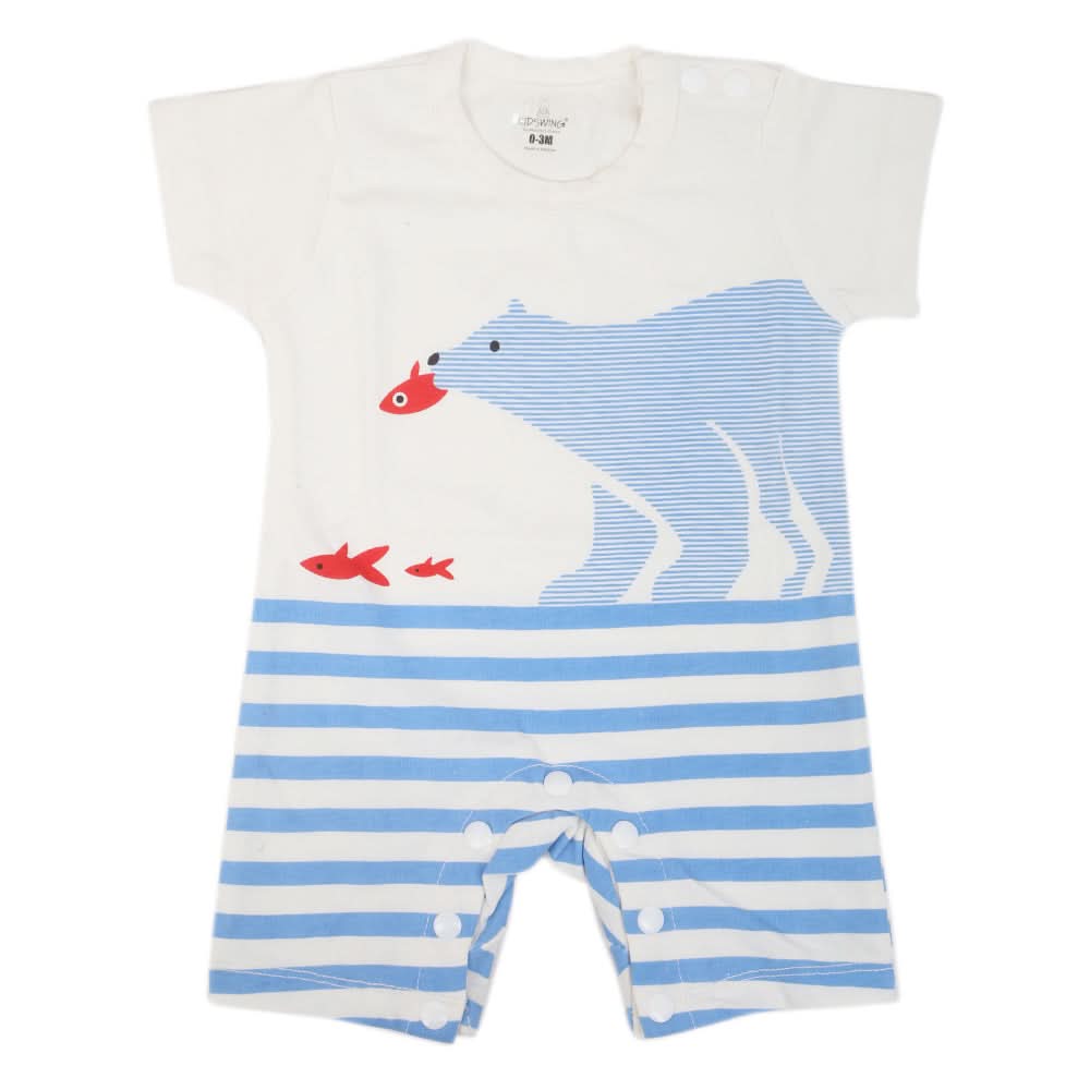 Newborn Unisex Half Sleeves Rompers 2003 - Blue, Kids, NB Boys Rompers, Chase Value, Chase Value