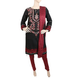 Women's Embroidered Jacquard 03 Pcs Suit - Black, Women's, Shalwar Suits, Chase Value, Chase Value