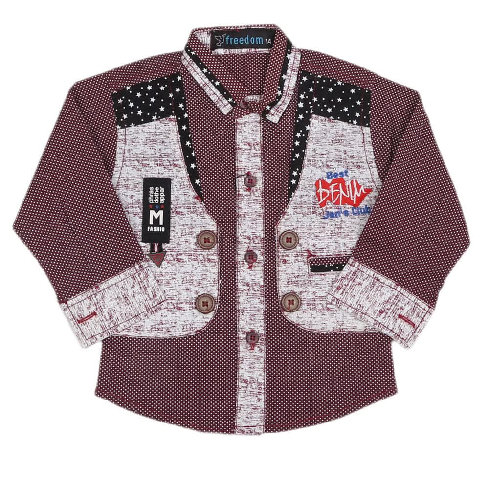 Boys Full Sleeves Casual Shirt - Maroon, Kids, Boys Shirts, Chase Value, Chase Value