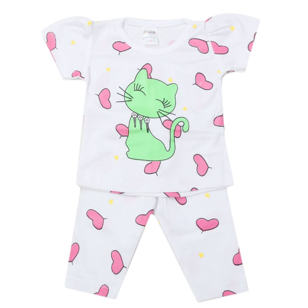 Newborn Girls Half Sleeves Suit - White, Kids, Newborn Girls Sets And Suits, Chase Value, Chase Value
