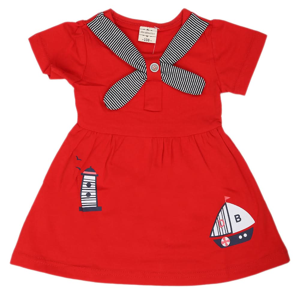Newborn Girls Frock - Red, Kids, NB Girls Frocks, Chase Value, Chase Value