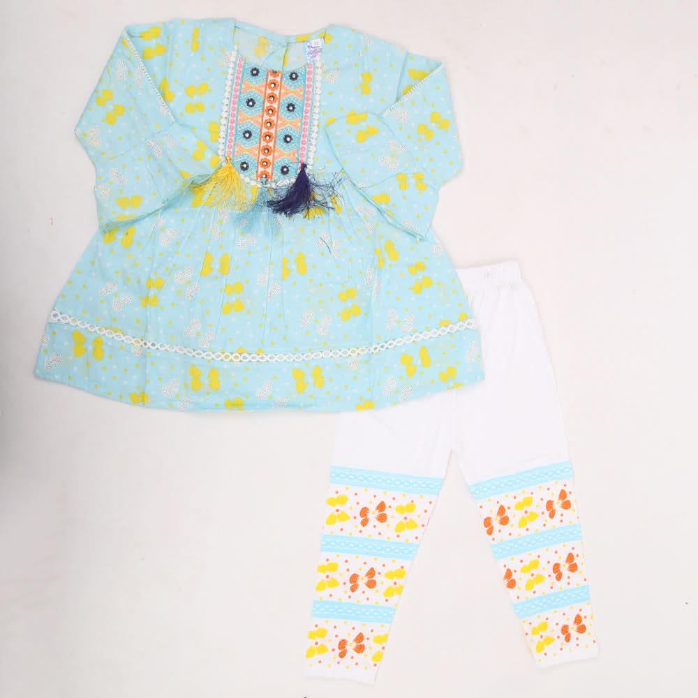 Girls Full Sleeves Tights Suit - Light Blue, Kids, Girls Sets And Suits, Chase Value, Chase Value