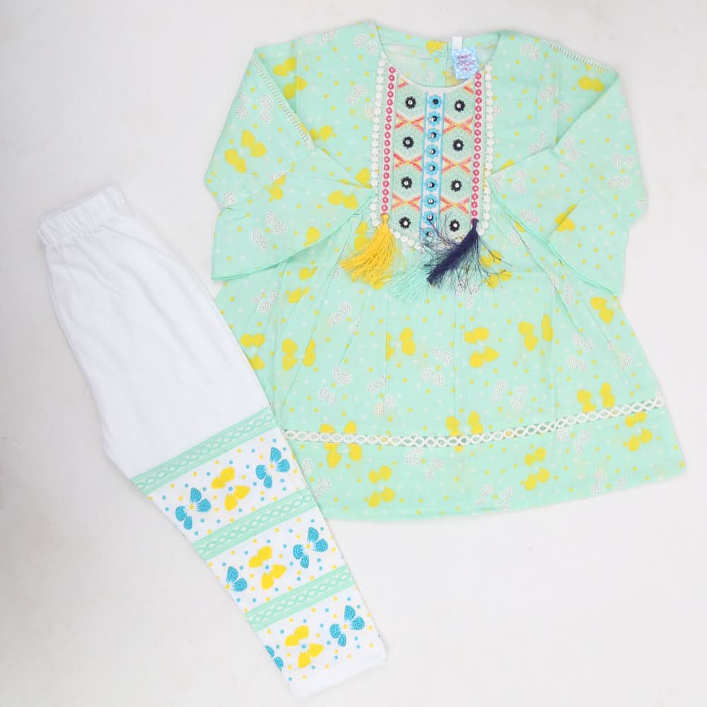 Girls Full Sleeves Tights Suit - Green, Kids, Girls Sets And Suits, Chase Value, Chase Value