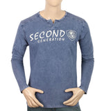 Men's Full Sleeves T-Shirt - Denim Blue, Men, T-Shirts And Polos, Chase Value, Chase Value