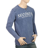 Men's Full Sleeves T-Shirt - Denim Blue, Men, T-Shirts And Polos, Chase Value, Chase Value