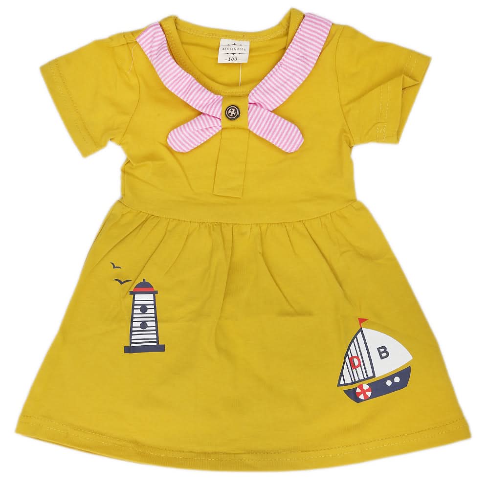 Newborn Girls Frock - Mustard, Kids, New Born Girls Frocks, Chase Value, Chase Value