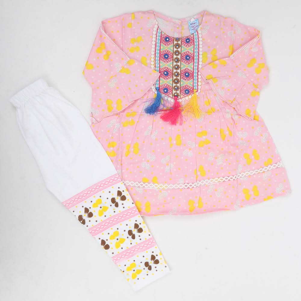 Girls Full Sleeves Tights Suit - Pink, Kids, Girls Sets And Suits, Chase Value, Chase Value