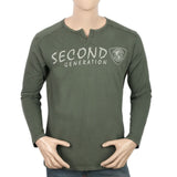 Men's Full Sleeves T-Shirt - Dark Green, Men, T-Shirts And Polos, Chase Value, Chase Value