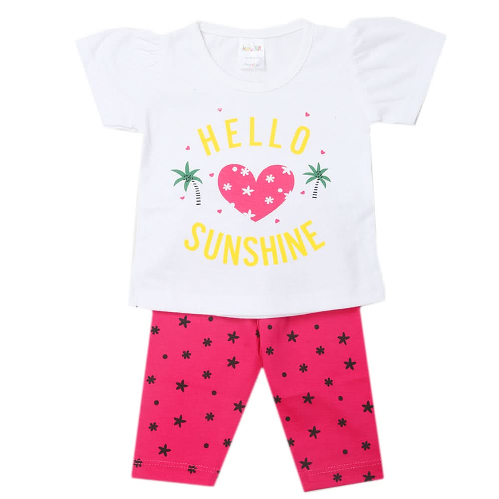 Newborn Girls Half Sleeves Suit - White, Kids, Newborn Girls Sets And Suits, Chase Value, Chase Value
