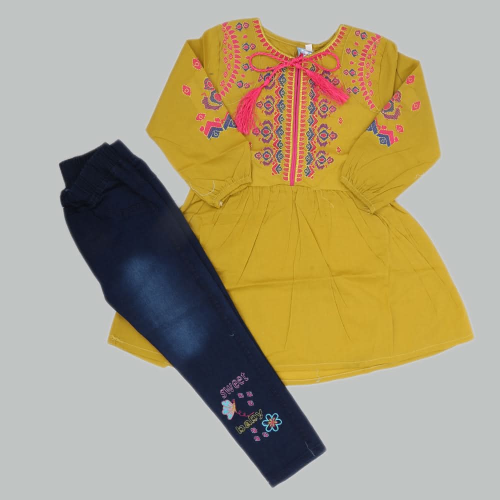 Girls Full Sleeves Suit - Mustard, Kids, Girls Sets And Suits, Chase Value, Chase Value