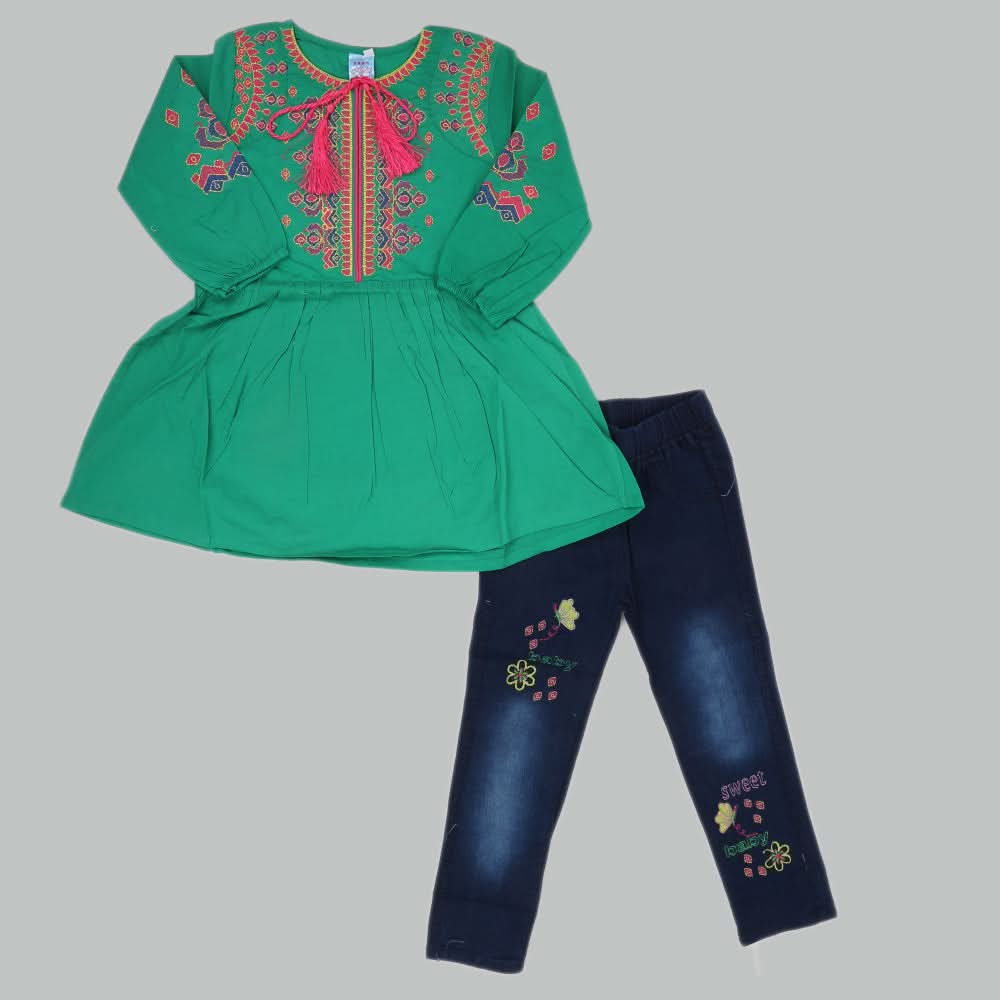 Girls Full Sleeves Suit - Green, Kids, Girls Sets And Suits, Chase Value, Chase Value